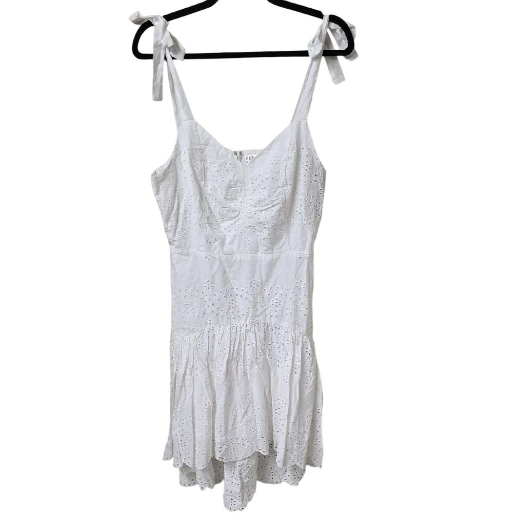 VENUS White Eyelet High Low Tie Shoulder Strap Boho Summer Dress Womens 8 NWT